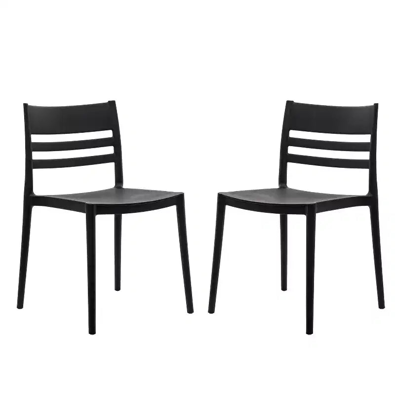 Flash Furniture Bridgeport Set di 2 Sedie da Patio Impilabili per Interni-Esterni con Schienale a Doghe, Sedia Commerciale in Resina per Tutte le Stagioni