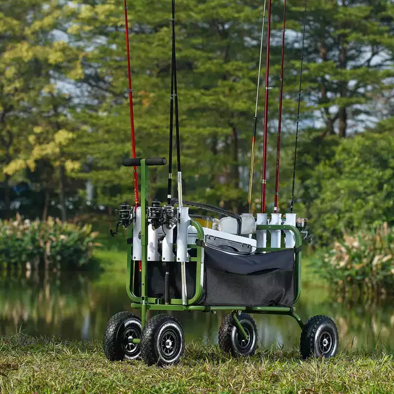 Carrello da Pesca da Spiaggia VEVOR, Capacità di Carico 136 kg, Carrello Pieghevole per Pesca e Marina con Quattro Grandi Ruote a Palloncino da 28 cm in Gomma