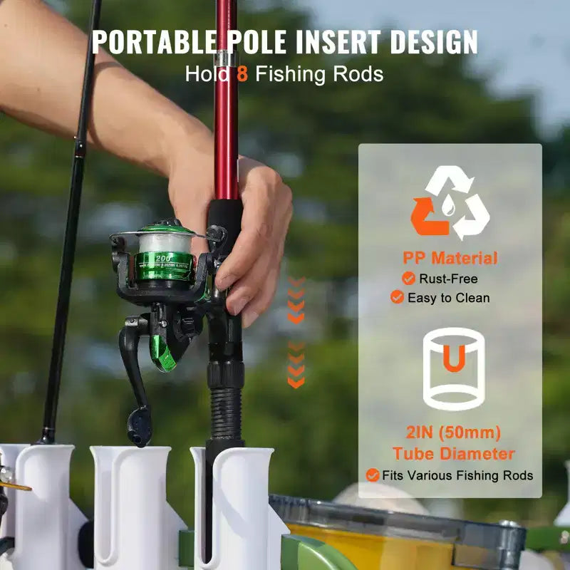 Carrello da Pesca da Spiaggia VEVOR, Capacità di Carico 136 kg, Carrello Pieghevole per Pesca e Marina con Quattro Grandi Ruote a Palloncino da 28 cm in Gomma