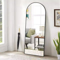 66x25 Full Length Mirror, Wall Mirrors Hanging or Leaning Arched-Top Full Body Mirror with Stand for Bedroom, Dressing Room, Black
