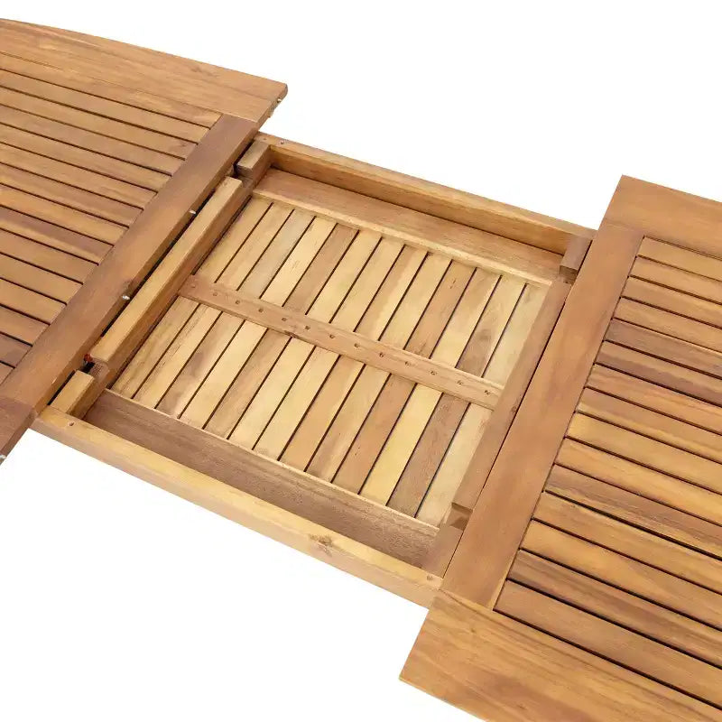 Christopher Knight Home Reynard set da pranzo da esterno espandibile 7 pezzi con tavolo in legno di acacia e sedie con schienale in corda
