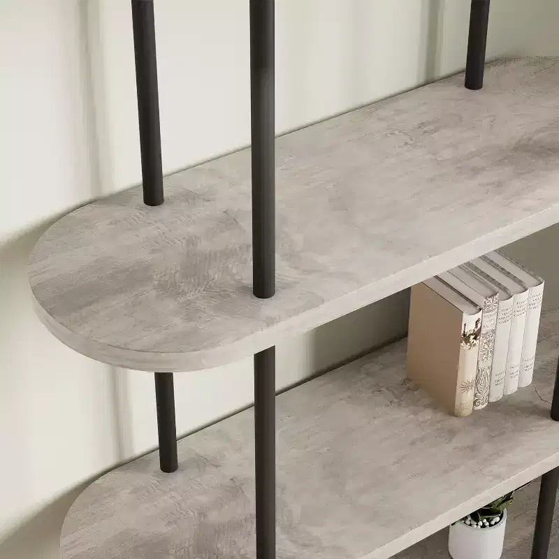 Libreria a 5 Ripiani, Scaffale ad Arco Alto 180 cm, Struttura in Metallo, Espositore Autoportante, per Camera da Leto, Soggiorno