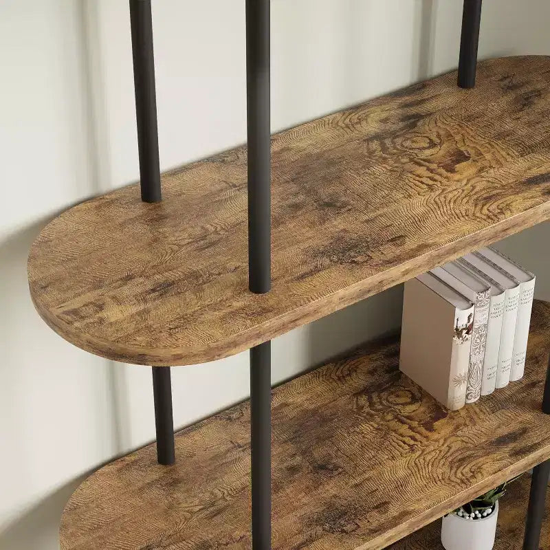 Libreria a 5 Ripiani, Scaffale ad Arco Alto 180 cm, Struttura in Metallo, Espositore Autoportante, per Camera da Leto, Soggiorno