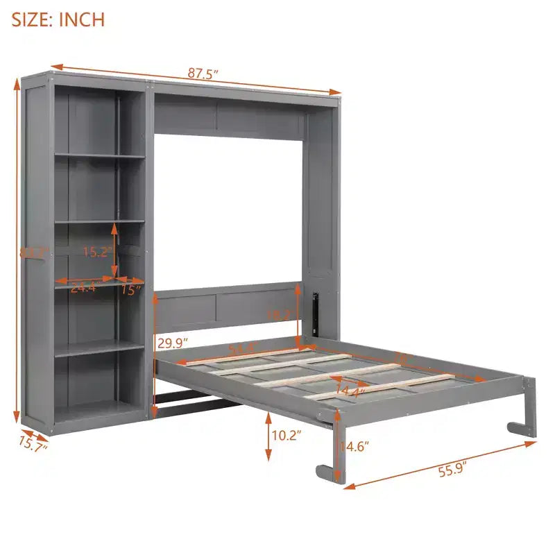Letto a muro Whisen Murphy Bed con ripiani