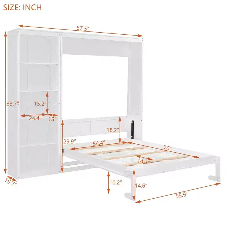Letto a muro Whisen Murphy Bed con ripiani