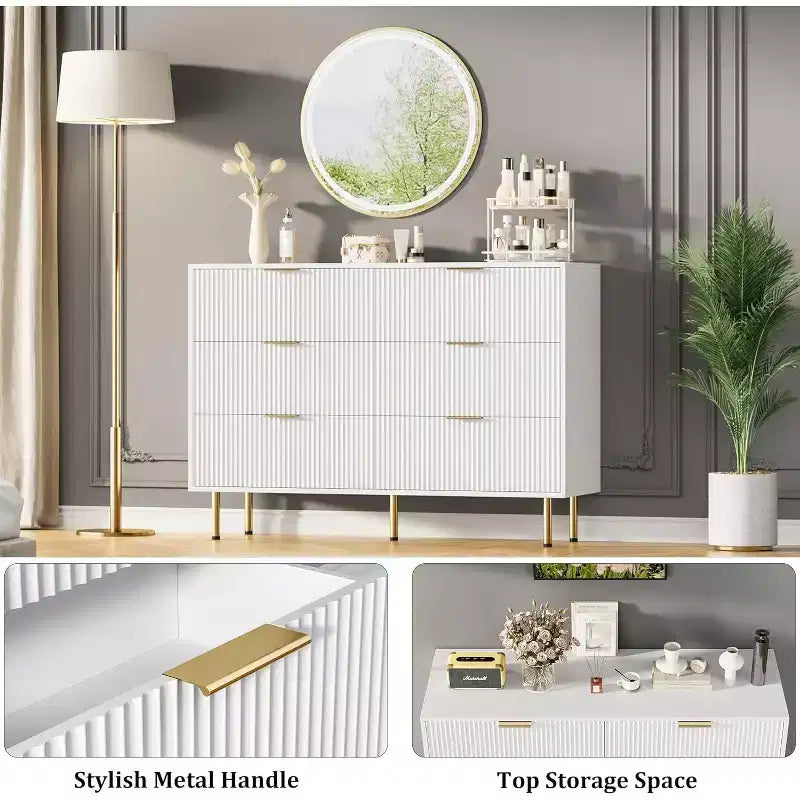 Cassettiera per Camera da Letto, Cassettiera a 6 Cassetti, Cassettiera Moderna, Organizzatore Cassetti in Legno per Camera da Letto, Soggiorno, Corridoio, Ingresso