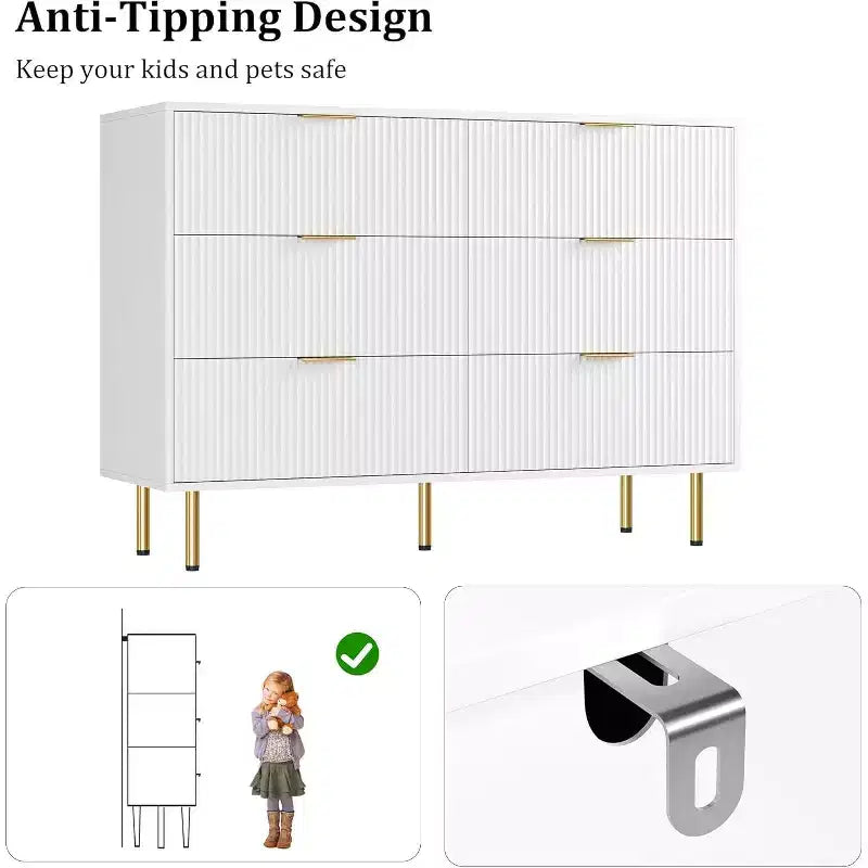 Cassettiera per Camera da Letto, Cassettiera a 6 Cassetti, Cassettiera Moderna, Organizzatore Cassetti in Legno per Camera da Letto, Soggiorno, Corridoio, Ingresso