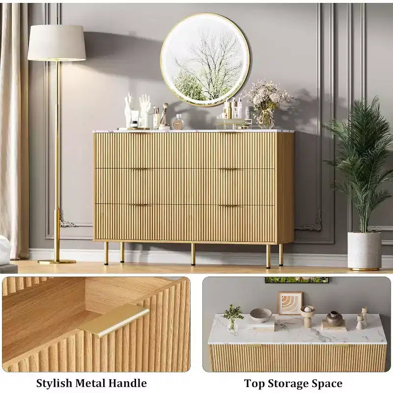Cassettiera per Camera da Letto, Cassettiera a 6 Cassetti, Cassettiera Moderna, Organizzatore Cassetti in Legno per Camera da Letto, Soggiorno, Corridoio, Ingresso