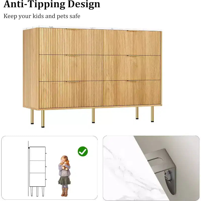 Cassettiera per Camera da Letto, Cassettiera a 6 Cassetti, Cassettiera Moderna, Organizzatore Cassetti in Legno per Camera da Letto, Soggiorno, Corridoio, Ingresso