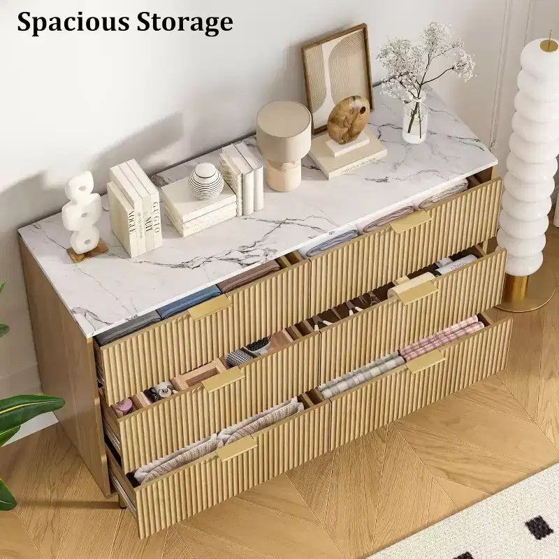 Cassettiera per Camera da Letto, Cassettiera a 6 Cassetti, Cassettiera Moderna, Organizzatore Cassetti in Legno per Camera da Letto, Soggiorno, Corridoio, Ingresso