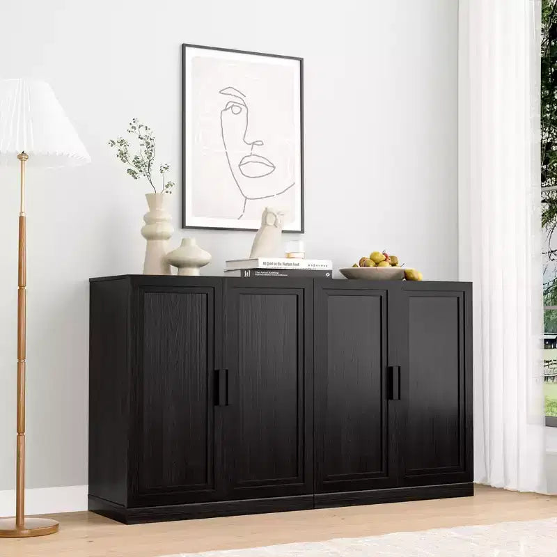 Solid Wood Stackable Cabinet&Sideboard with Adjustable Shelves