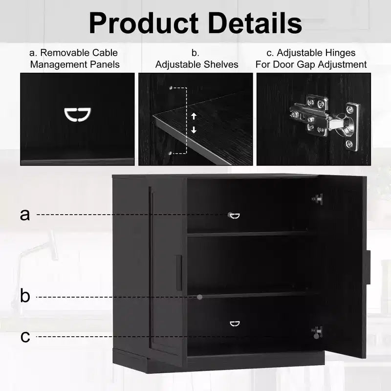 Solid Wood Stackable Cabinet&Sideboard with Adjustable Shelves