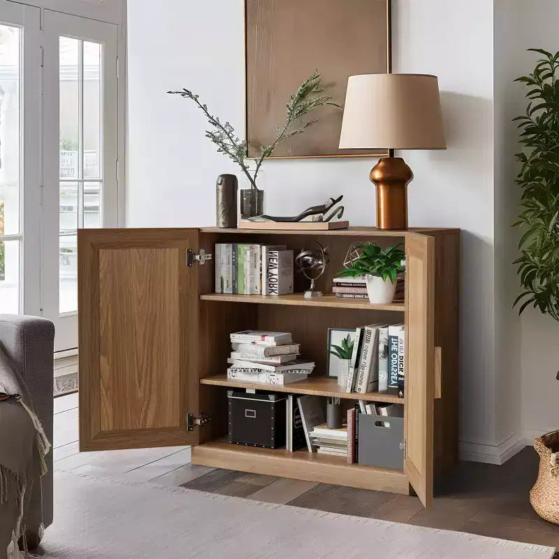 Solid Wood Stackable Cabinet&Sideboard with Adjustable Shelves