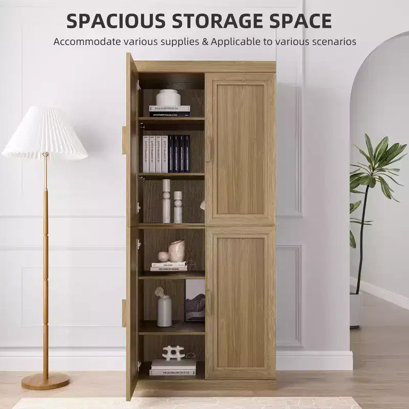 Solid Wood Stackable Cabinet&Sideboard with Adjustable Shelves