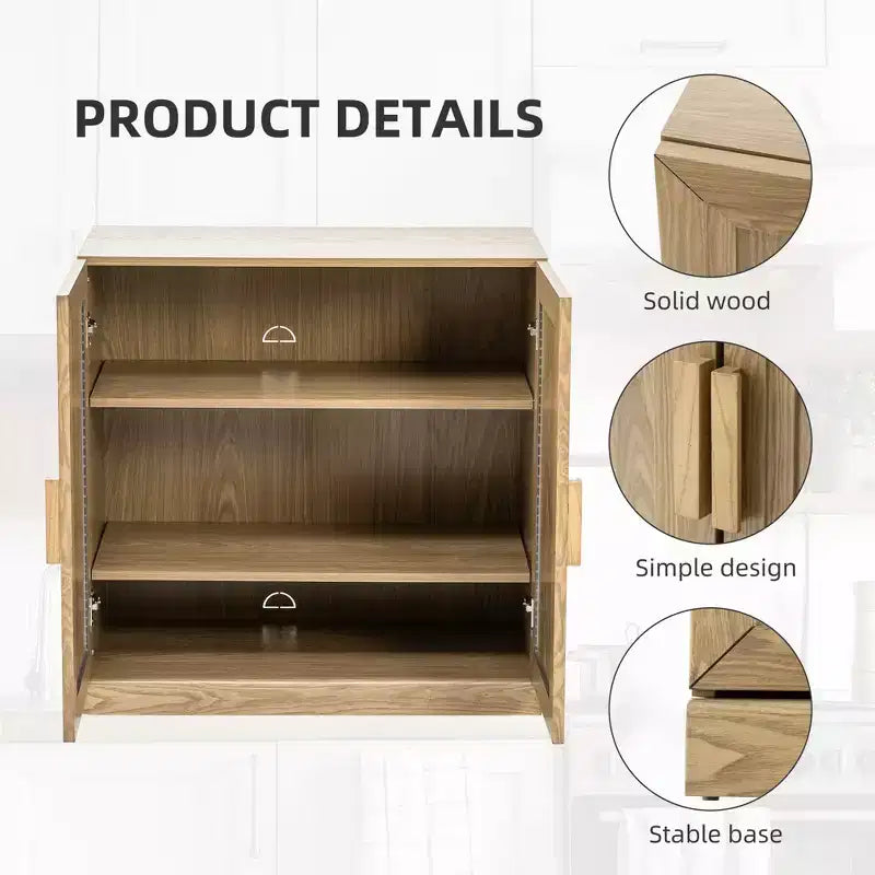 Solid Wood Stackable Cabinet&Sideboard with Adjustable Shelves