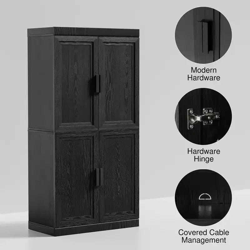 Solid Wood Stackable Cabinet&Sideboard with Adjustable Shelves