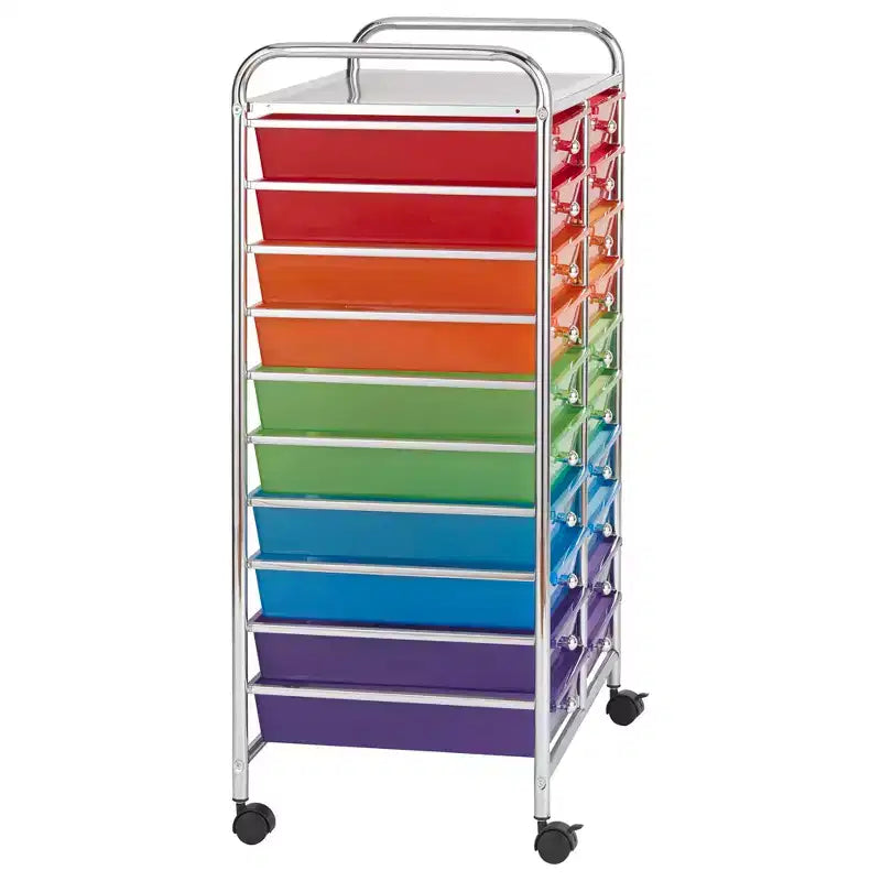 Carrello multiuso portaoggetti mobile con 20 cassetti ECR4Kids, organizer per hobby creativi