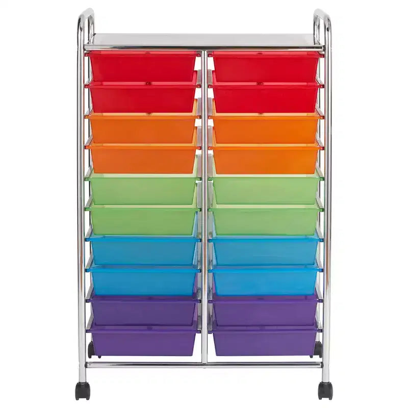 Carrello multiuso portaoggetti mobile con 20 cassetti ECR4Kids, organizer per hobby creativi