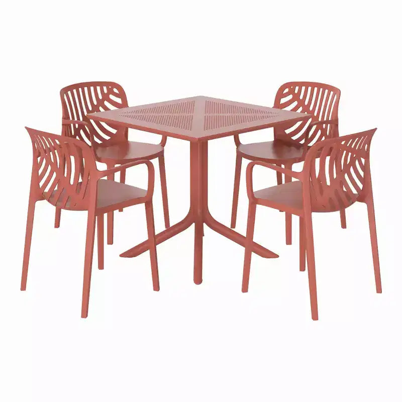 WestinTrends Playa, set da pranzo da esterni di 5 pezzi con tavolo quadrato in resina e moderne sedie impilabili