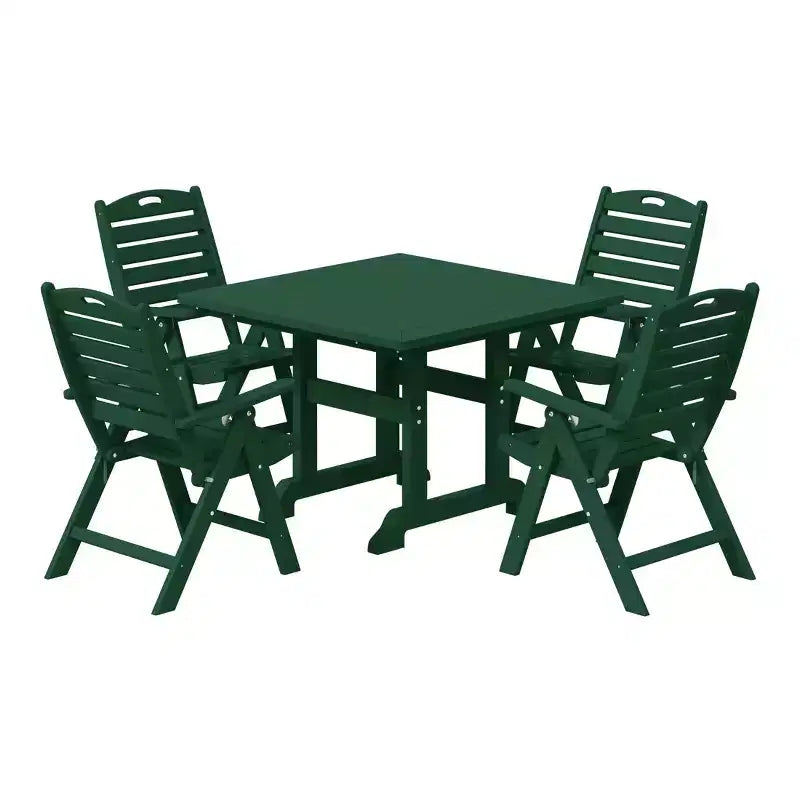 WestinTrends Malibu Set da Pranzo da Esterno Quadrato a 5 Pezzi in HDPE con Sedie Pieghevoli, Bianco