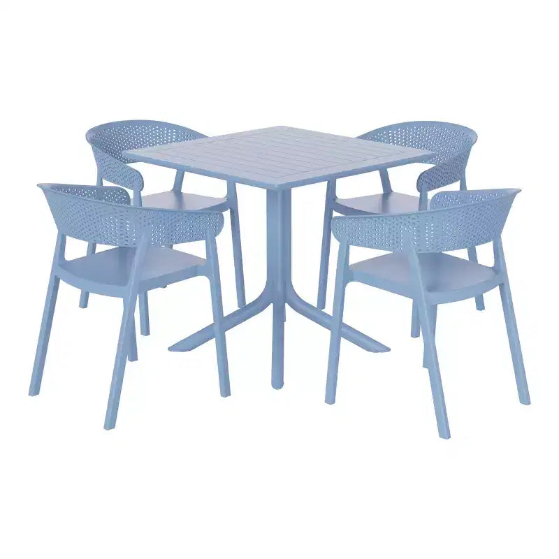 WestinTrends Playa, Set da Pranzo da Esterno in Resina a 5 Pezzi con Tavolo Quadrato e Sedie da Giardino Impilabili