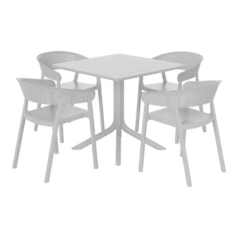 WestinTrends Playa, Set da Pranzo da Esterno in Resina a 5 Pezzi con Tavolo Quadrato e Sedie da Giardino Impilabili