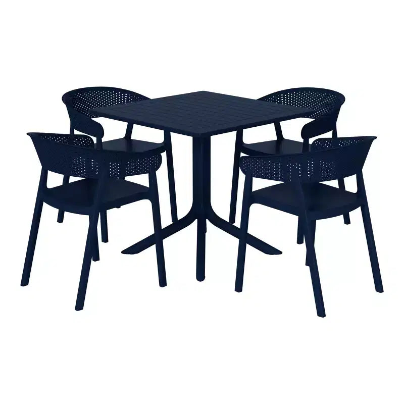 WestinTrends Playa, Set da Pranzo da Esterno in Resina a 5 Pezzi con Tavolo Quadrato e Sedie da Giardino Impilabili