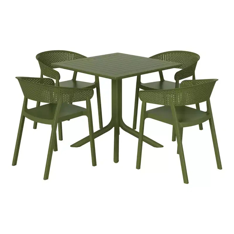 WestinTrends Playa, Set da Pranzo da Esterno in Resina a 5 Pezzi con Tavolo Quadrato e Sedie da Giardino Impilabili