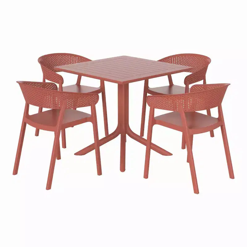 WestinTrends Playa, Set da Pranzo da Esterno in Resina a 5 Pezzi con Tavolo Quadrato e Sedie da Giardino Impilabili