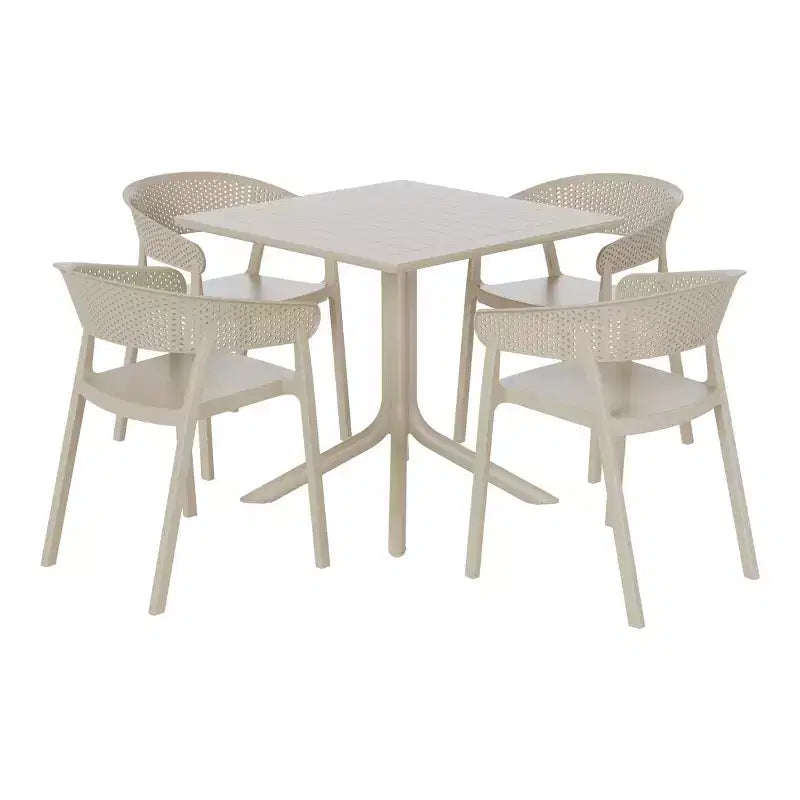 WestinTrends Playa, Set da Pranzo da Esterno in Resina a 5 Pezzi con Tavolo Quadrato e Sedie da Giardino Impilabili