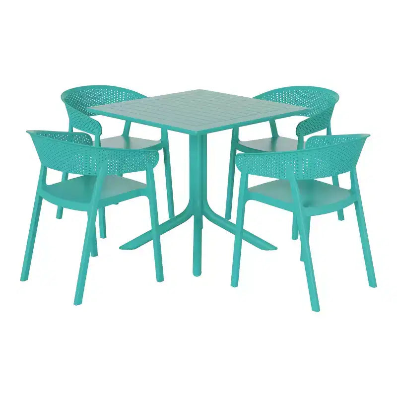 WestinTrends Playa, Set da Pranzo da Esterno in Resina a 5 Pezzi con Tavolo Quadrato e Sedie da Giardino Impilabili