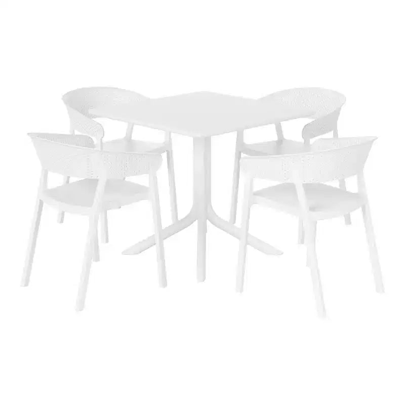 WestinTrends Playa, Set da Pranzo da Esterno in Resina a 5 Pezzi con Tavolo Quadrato e Sedie da Giardino Impilabili