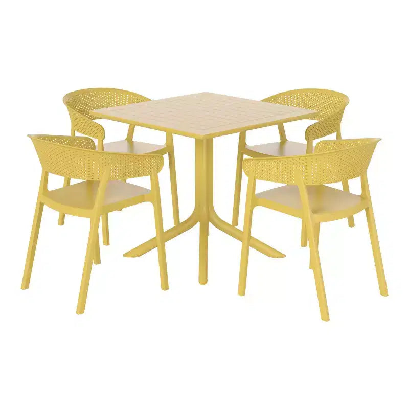 WestinTrends Playa, Set da Pranzo da Esterno in Resina a 5 Pezzi con Tavolo Quadrato e Sedie da Giardino Impilabili