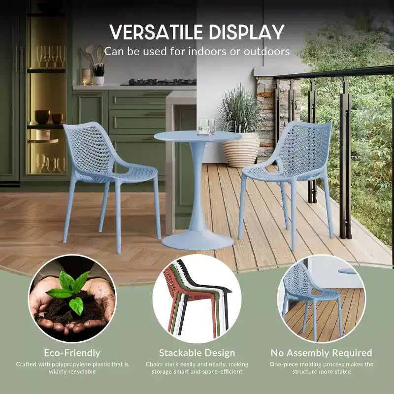 Set da tavolo da pranzo rotondo moderno a 5 pezzi WestinTrends Playa con sedie da pranzo impilabili per patio