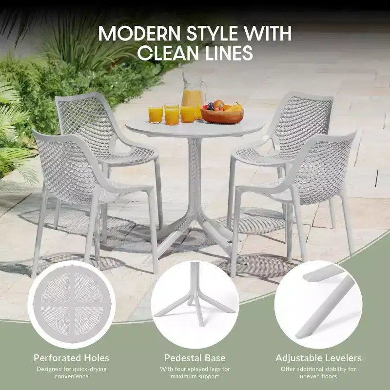 Set da tavolo da pranzo rotondo moderno a 5 pezzi WestinTrends Playa con sedie da pranzo impilabili per patio