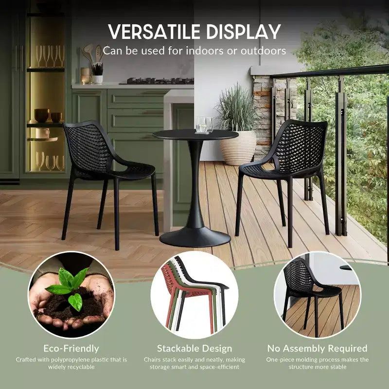 Set da tavolo da pranzo rotondo moderno a 5 pezzi WestinTrends Playa con sedie da pranzo impilabili per patio