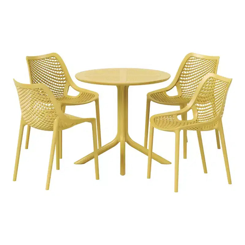 Set da tavolo da pranzo rotondo moderno a 5 pezzi WestinTrends Playa con sedie da pranzo impilabili per patio