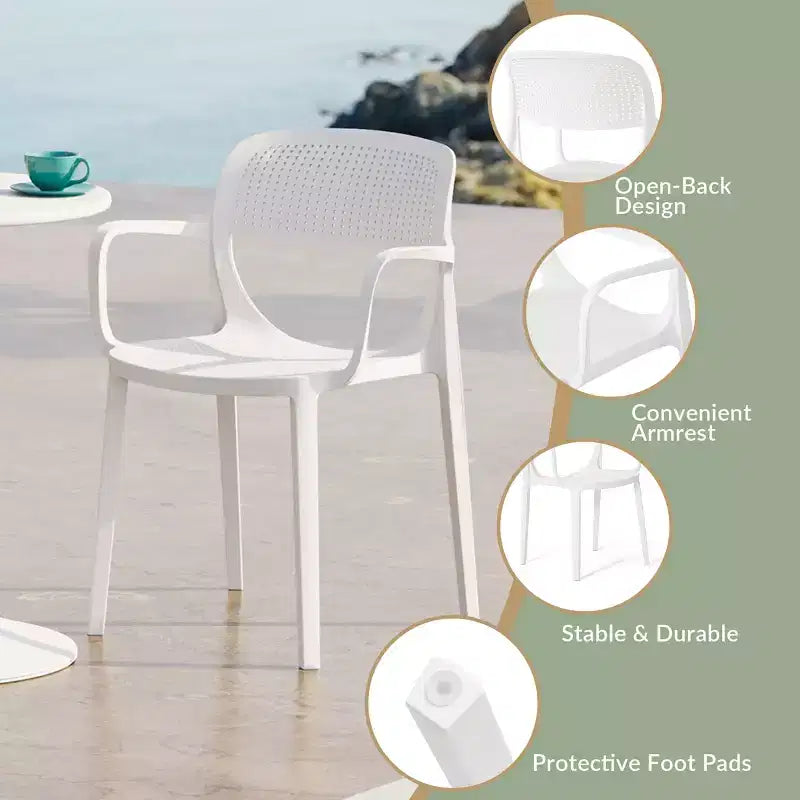 WestinTrends Playa Set da Pranzo da Esterno Rettangolare a 7 Pezzi in Metallo con Sedie da Pranzo da Esterno Impilabili