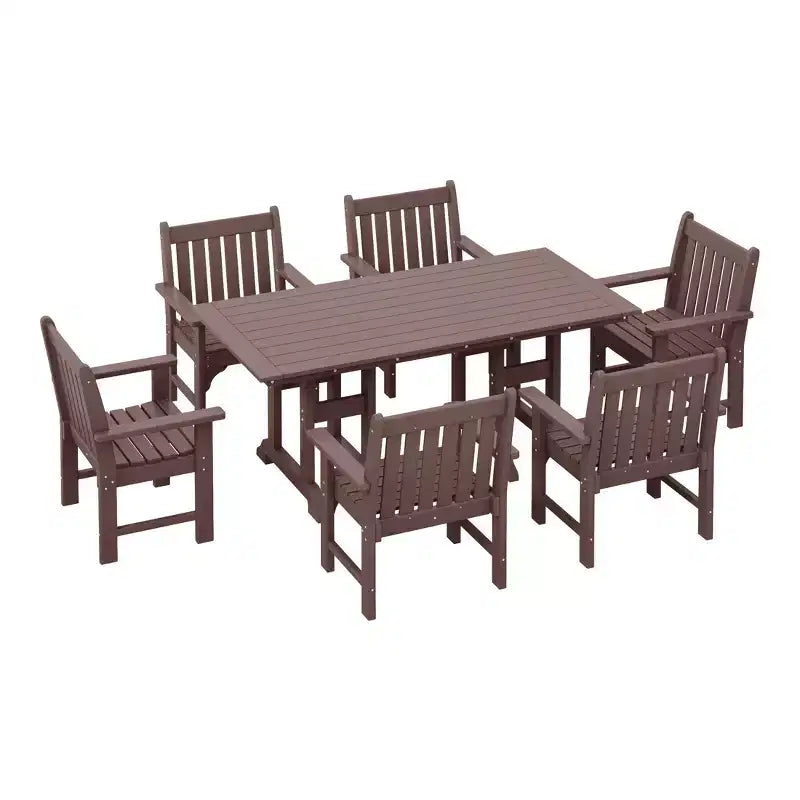 Set da pranzo da esterno WestinTrends Malibu a 7 pezzi in HDPE con tavolo e sedie