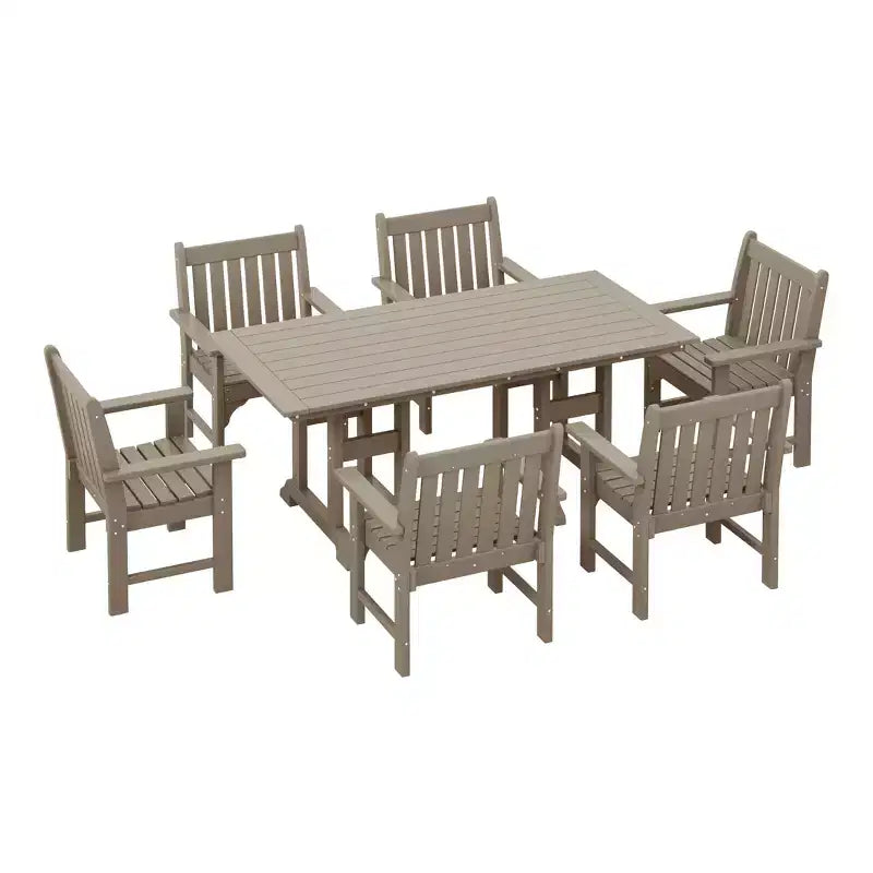 Set da pranzo da esterno WestinTrends Malibu a 7 pezzi in HDPE con tavolo e sedie