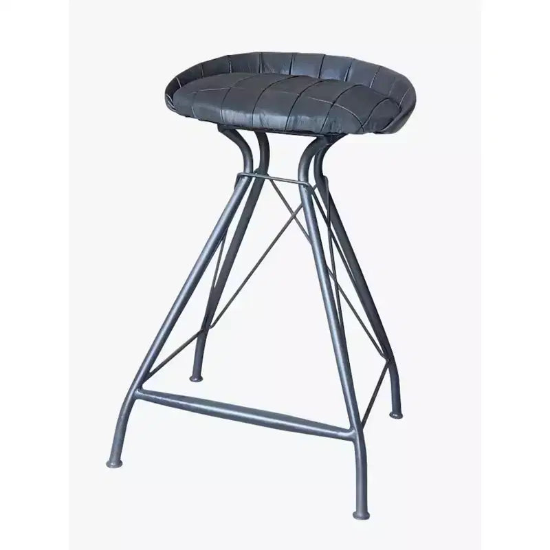 HomeRoots Sedia da bar girevole con schienale basso in pelle e ferro grigio, altezza bancone, 24
