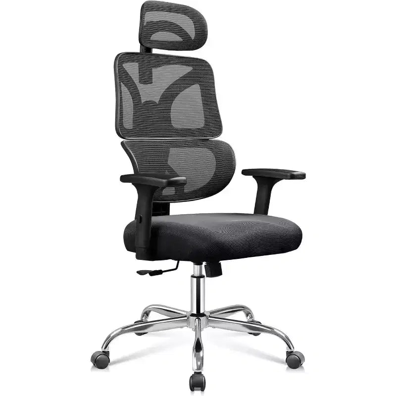 Sedia da ufficio ergonomica per persone robuste e di alta statura, sedia da scrivania regolabile in rete con supporto lombare e braccioli, reclinabile per lunghe ore