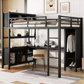 Letto a soppalco Okak matrimoniale/queen size con armadio e scrivania a L, letti a castello in metallo robusto con contenitore, letti a soppalco alti per adolescenti e adulti