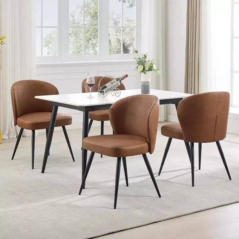 Set di 2 sedie da pranzo, Sedie da cucina moderne, Sedie laterali accentate senza braccioli imbottite in similpelle