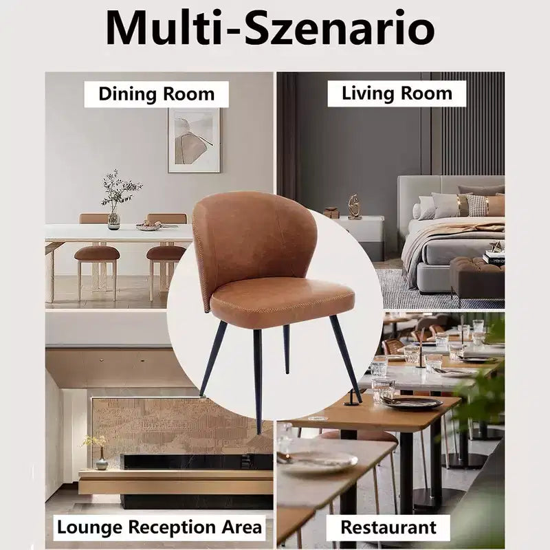 Set di 2 sedie da pranzo, Sedie da cucina moderne, Sedie laterali accentate senza braccioli imbottite in similpelle