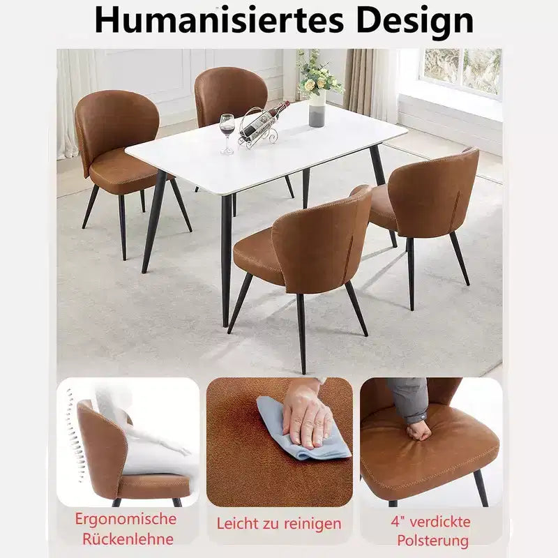 Set di 2 sedie da pranzo, Sedie da cucina moderne, Sedie laterali accentate senza braccioli imbottite in similpelle