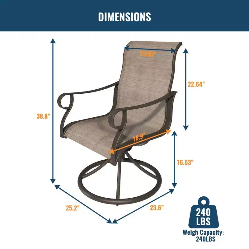 CLIHOME Set da pranzo da esterno allungabile 7 pezzi, con tavolo telescopico e sedie da patio girevoli a 360°