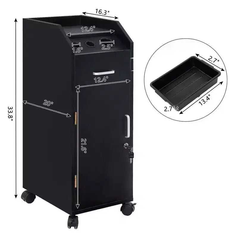 Carrello portaoggetti da salone Karl, per parrucchiere, con portacasco, nero