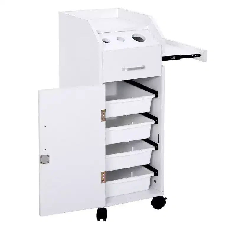 Carrello portaoggetti da salone Karl, per parrucchiere, con portacasco, nero
