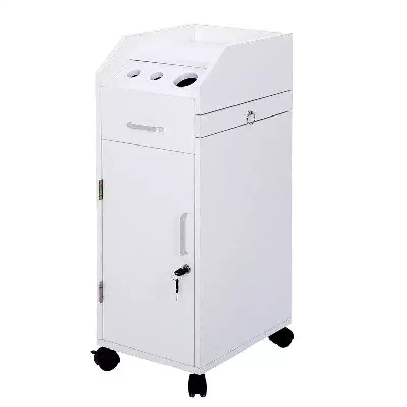 Carrello portaoggetti da salone Karl, per parrucchiere, con portacasco, nero